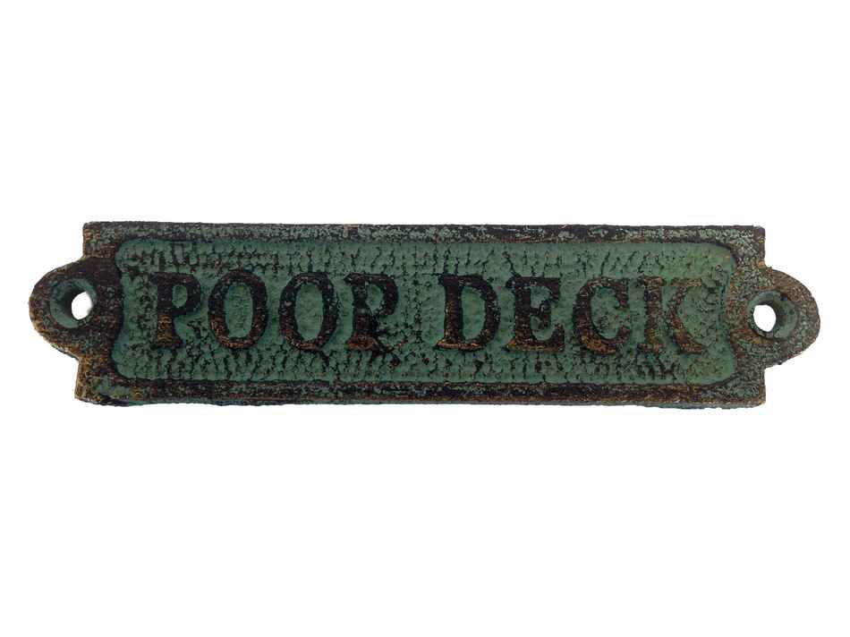 Antique Seaworn Bronze Cast Iron Poop Deck Sign 6""