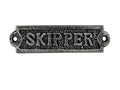 Antique Silver Cast Iron Skipper Sign 6""