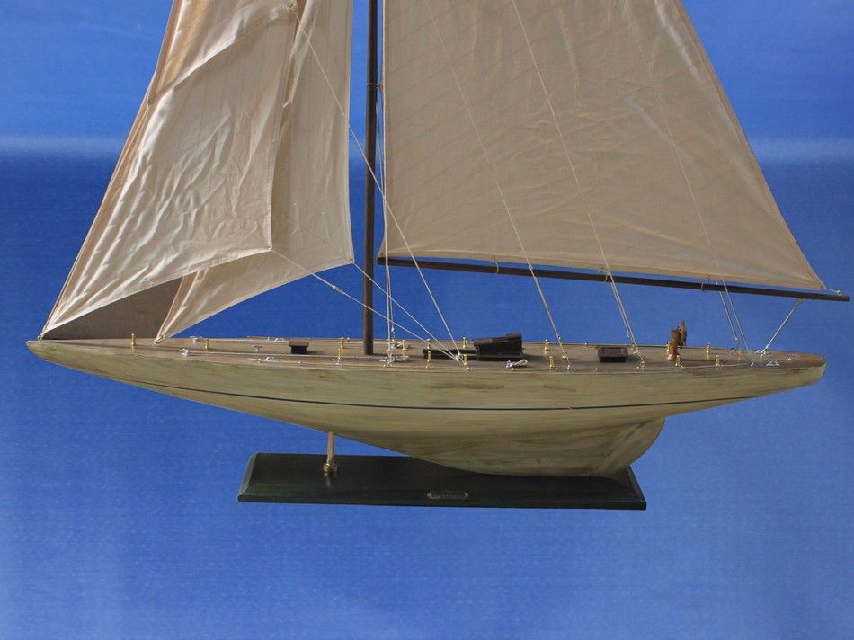 Wooden Rustic Intrepid Model Sailboat Decoration 60""