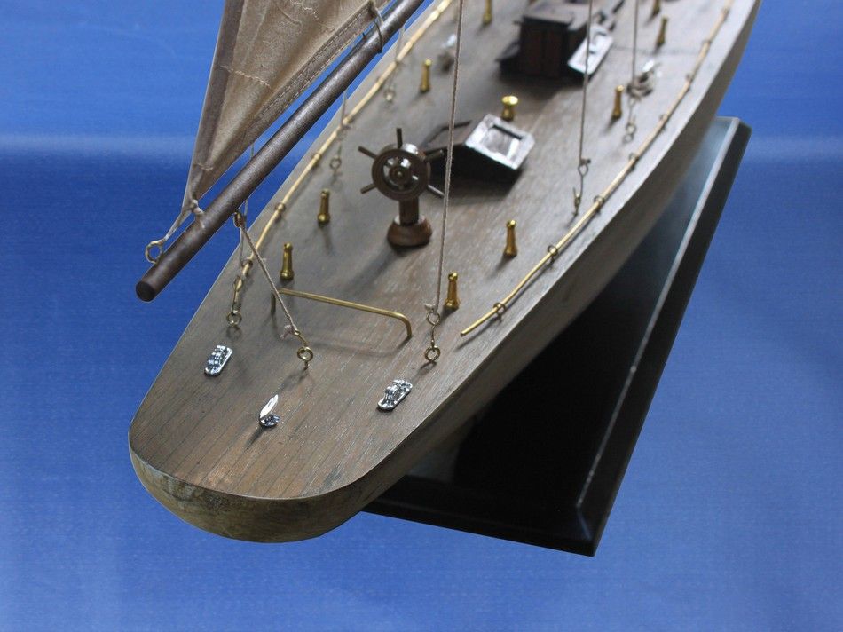 Wooden Rustic Intrepid Model Sailboat Decoration 60""