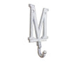 Whitewashed Cast Iron Letter M Alphabet Wall Hook 6""