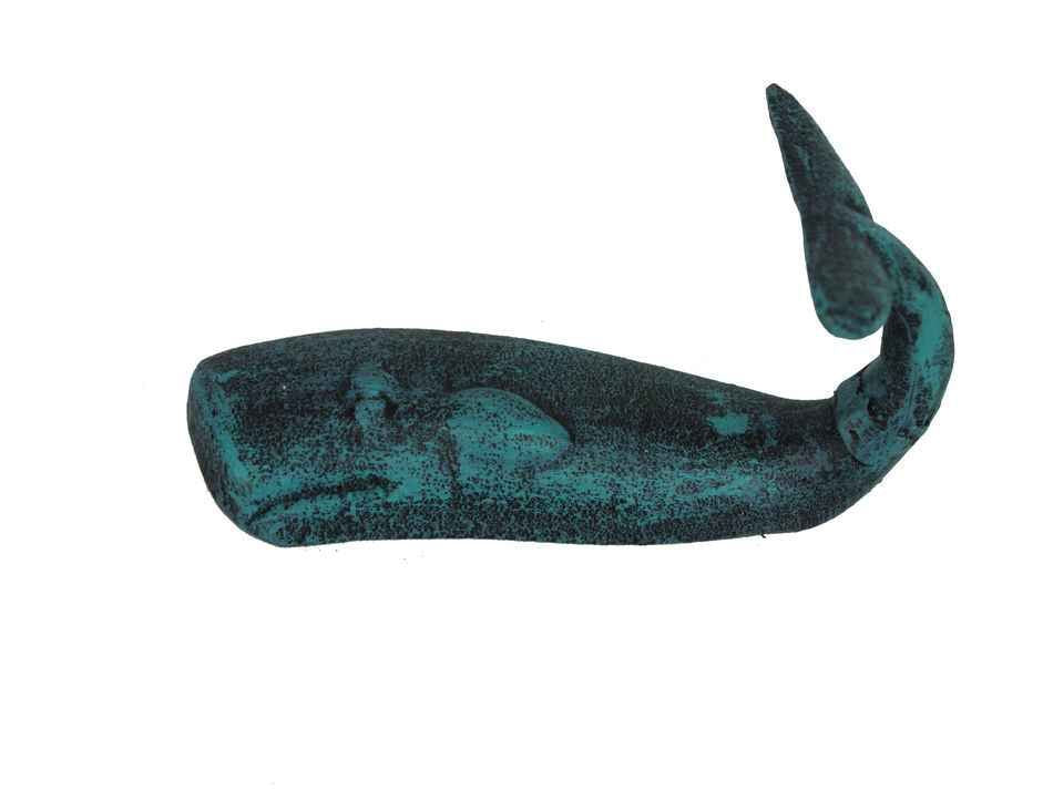 Seaworn Blue Cast Iron Whale Hook 6""
