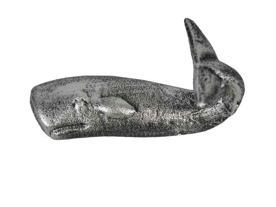 Antique Silver Cast Iron Whale Hook 6""