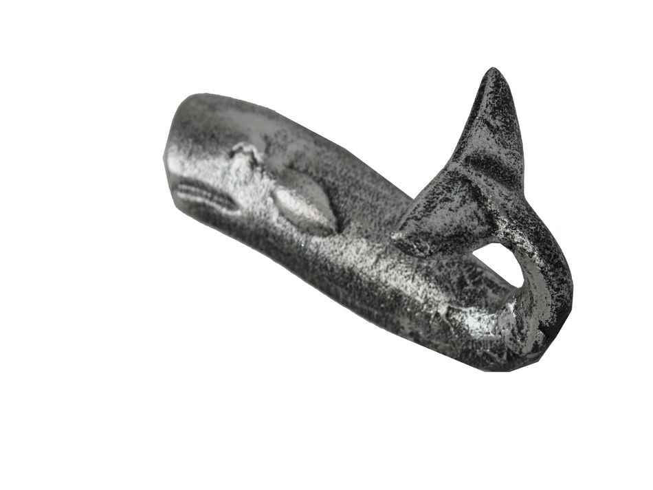 Antique Silver Cast Iron Whale Hook 6""