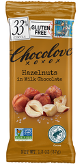 Chocolove Mini Hazelnut Milk Chocolate Bars, 1.3 oz, Pack of 12