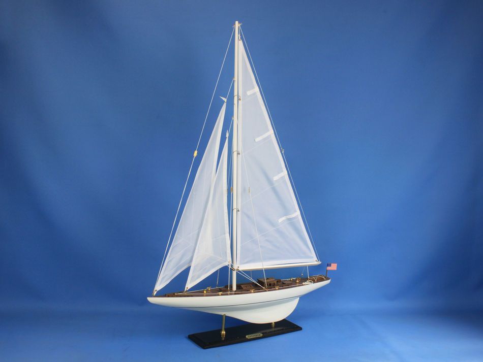 Wooden Intrepid Model Sailbaot Decoration 35""
