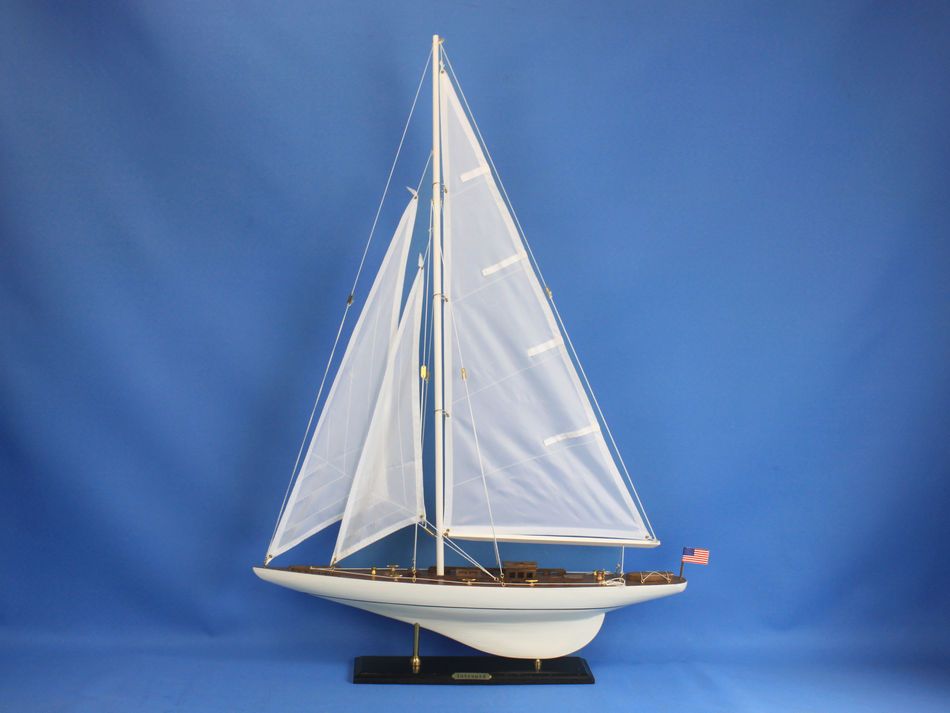 Wooden Intrepid Model Sailbaot Decoration 35""