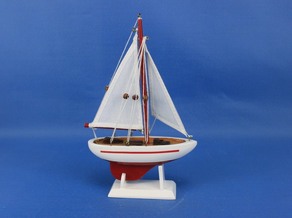 Wooden Ranger Model Sailboat Decoration 9""