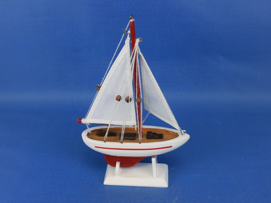 Wooden Ranger Model Sailboat Decoration 9""