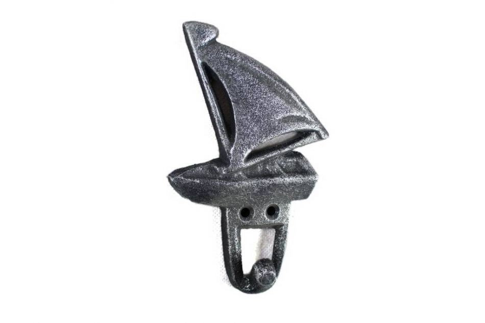 Antique Silver Cast Iron Sailboat Hook 6""