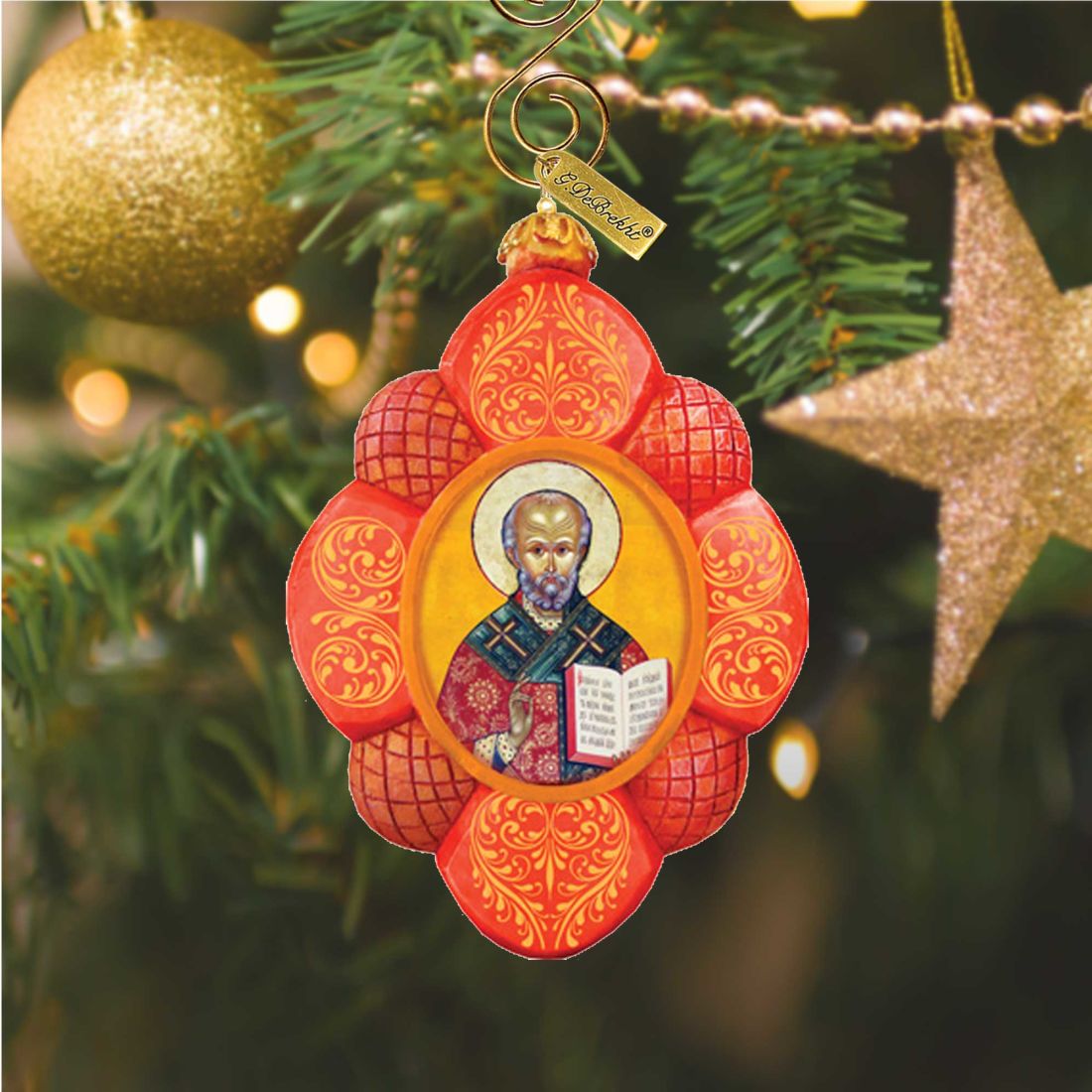 Saint Nick Sculpted Hand - Painted Christmas Ornament by G. DeBrekht - Nativity Holiday Decor - 610833 - PhishStones Products