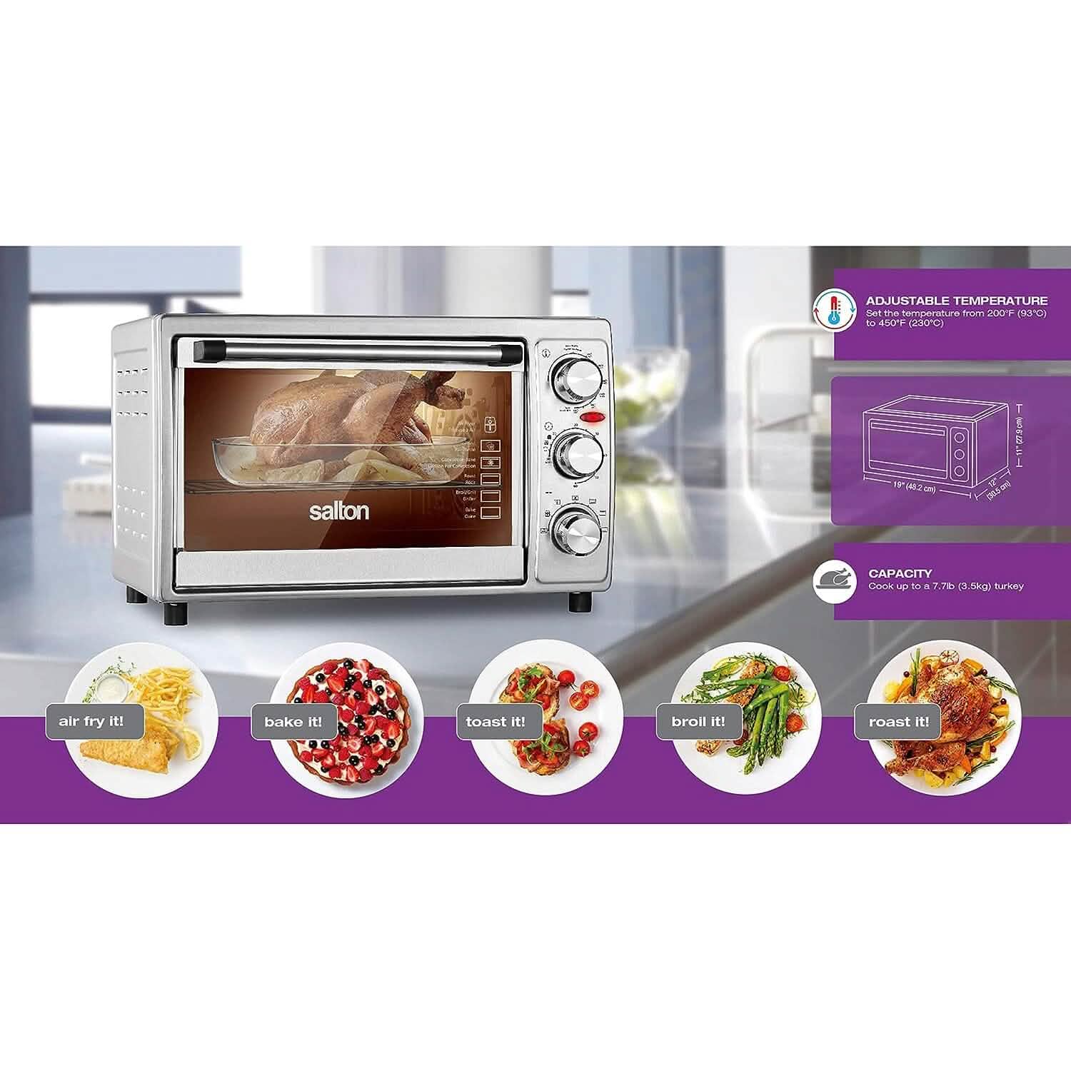 Salton Stainless Steel Air Fryer Toaster Oven - PhishStones Products