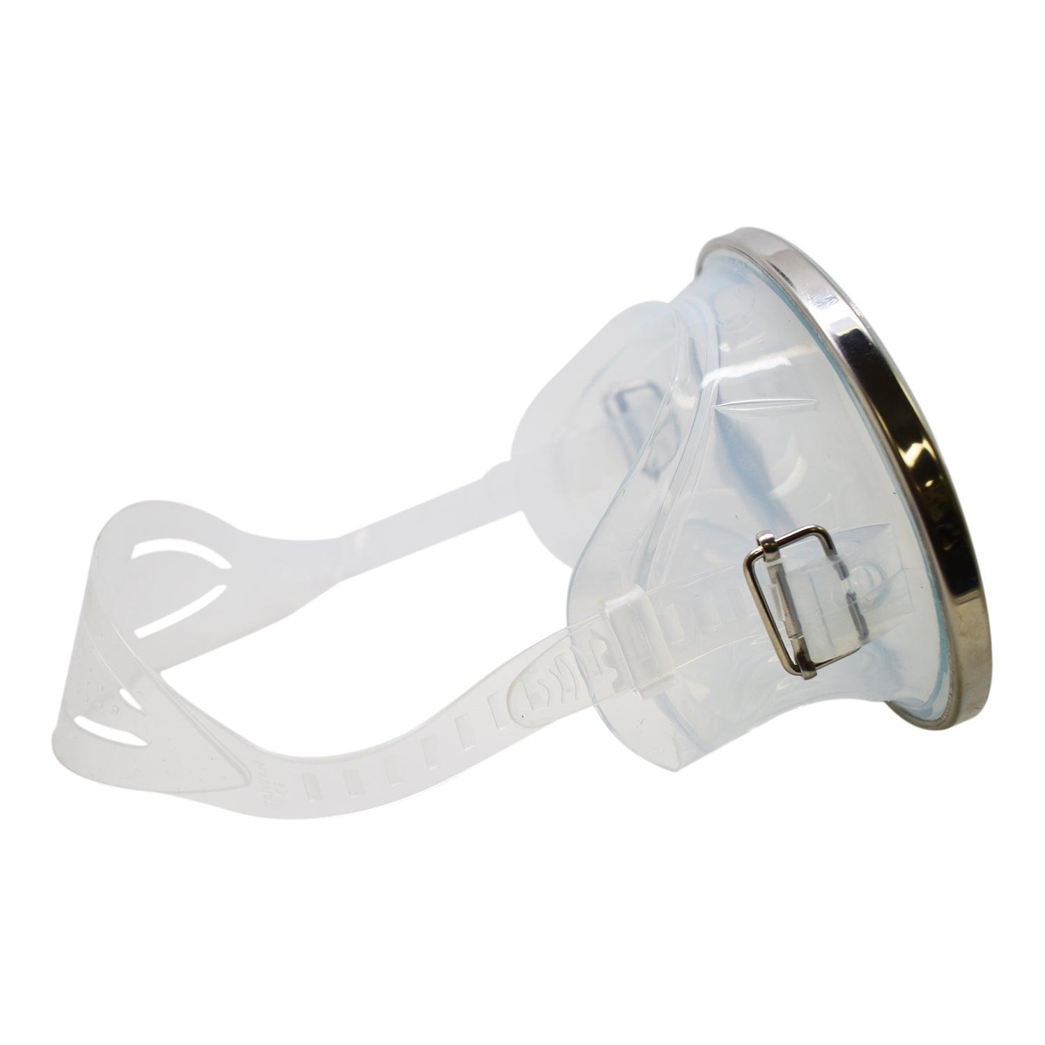 Spearfishing Free Dive Stainless Steel Oval Shape Classic Silicone Mask, Clear