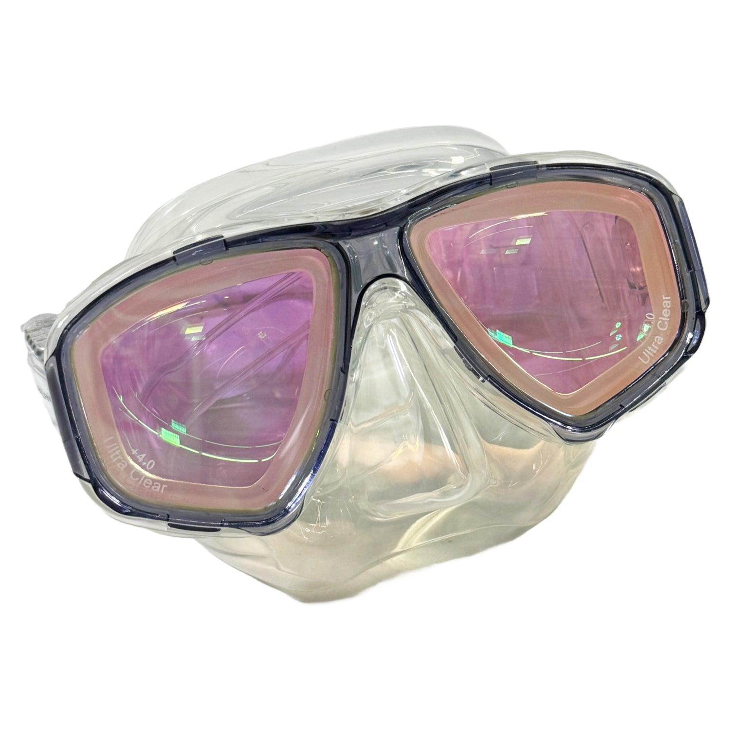 Palantic M36 Translucent Charcoal/Clear/Clear UV Coated RX Nearsighted Lenses Dive/Snorkeling Mask