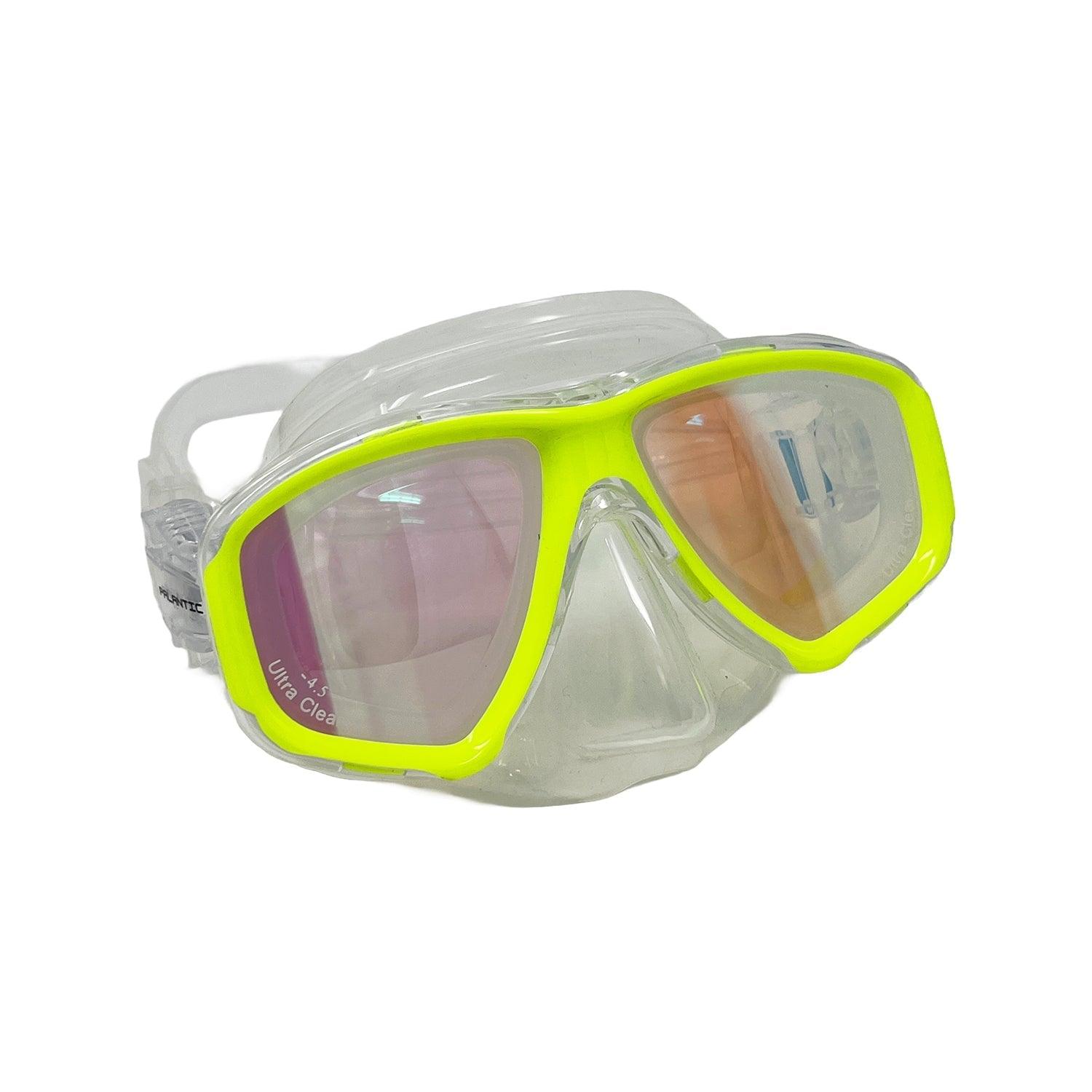 Palantic M36 Solid Neon Yellow/Clear UV Coated RX Nearsighted Lenses Dive/Snorkeling Mask