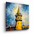 Palette Knife Galata Tower Glass Wall Art