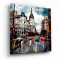 Blue Dome Rainy Boulevard Spain Glass Wall Art