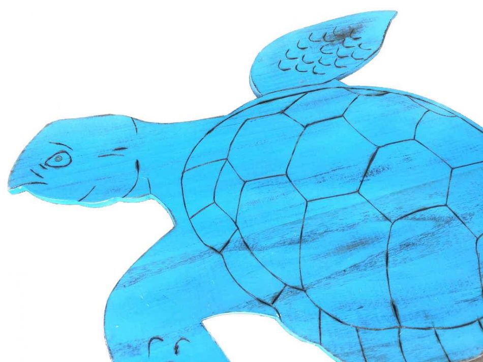 Wooden Rustic Light Blue Sea Turtle Wall Mounted Decoration 25""