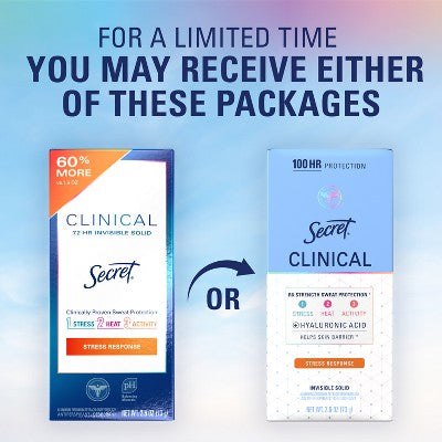 Secret Clinical Strength Invisible Solid Antiperspirant & Deodorant 2.6oz - Imperfect Box - PhishStones Products