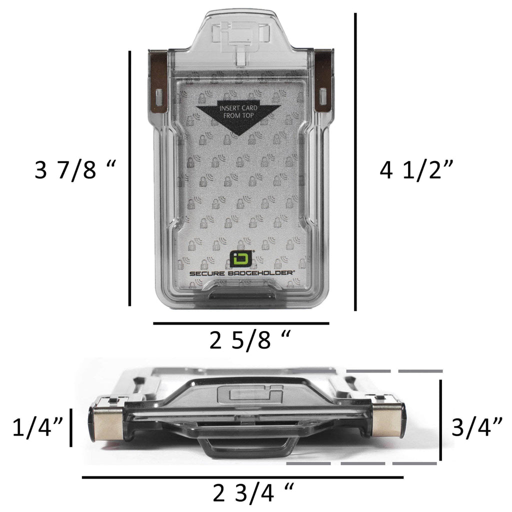 Secure Badge Holder Classic Vertical 1 ID Card Holder, and Lanyard Bundle - PhishStones Products