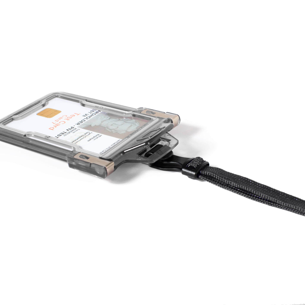 Secure Badge Holder Classic Vertical 1 ID Card Holder, and Lanyard Bundle - PhishStones Products