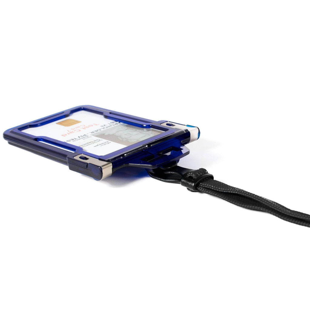 Secure Badge Holder Classic Vertical 1 ID Card Holder, and Lanyard Bundle - PhishStones Products