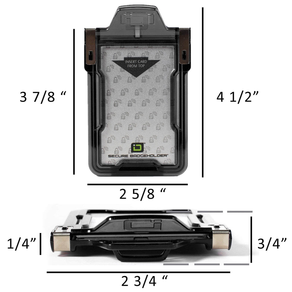 Secure Badge Holder Classic Vertical 1 ID Card Holder, and Lanyard Bundle - PhishStones Products