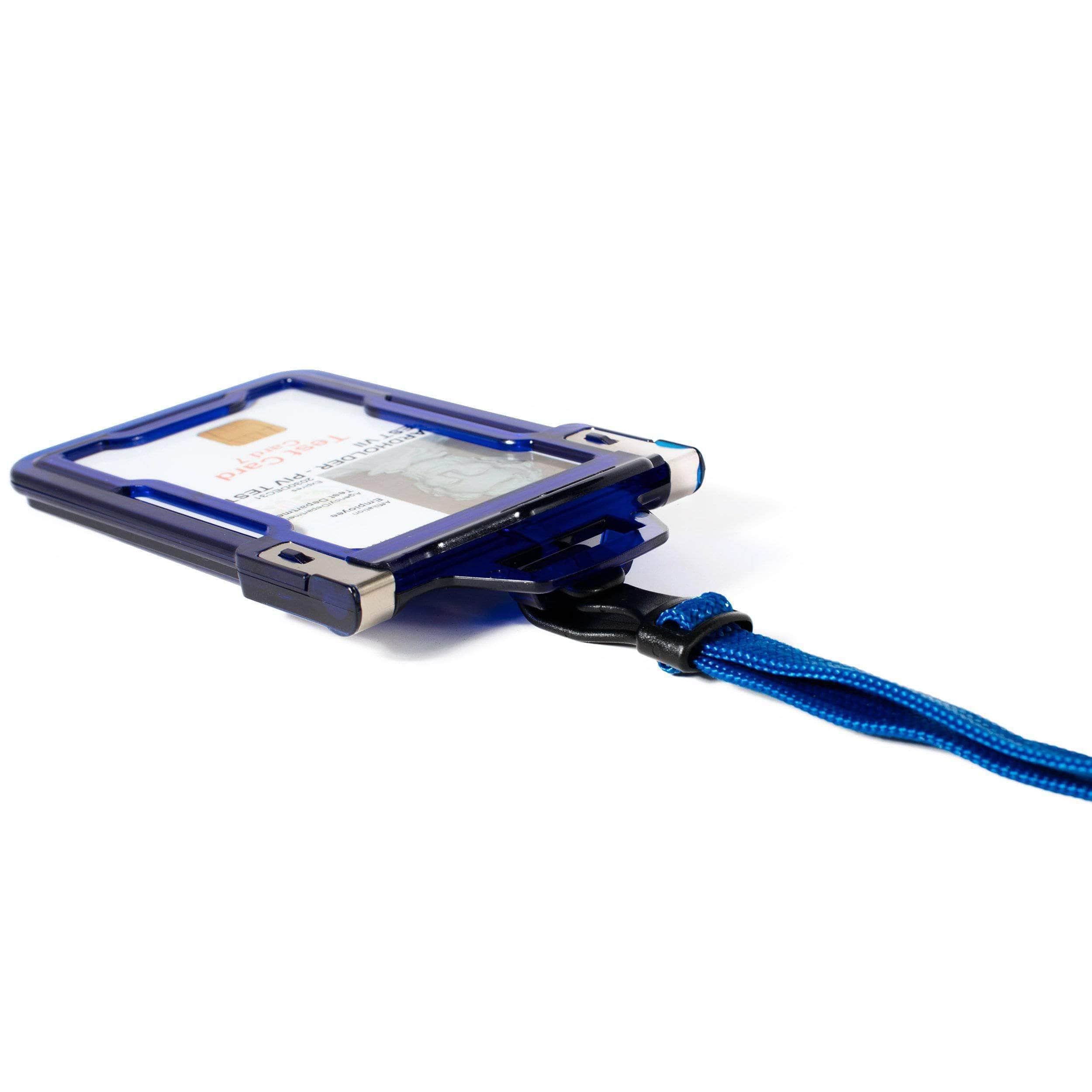 Secure Badge Holder Classic Vertical 1 ID Card Holder, and Lanyard Bundle - PhishStones Products