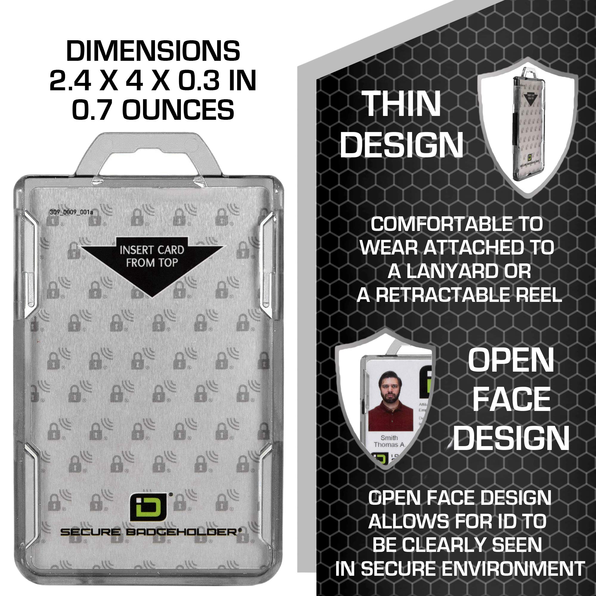 Secure Badge Holder Duolite ® Vertical 2 ID Card Holder, and Lanyard Bundle - PhishStones Products