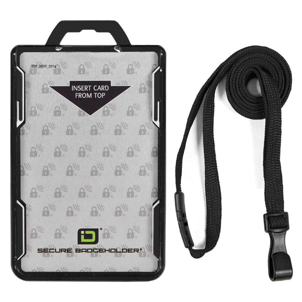 Secure Badge Holder Duolite ® Vertical 2 ID Card Holder, and Lanyard Bundle - PhishStones Products