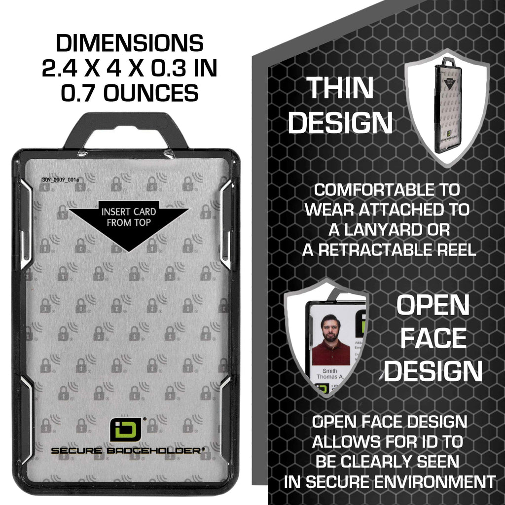 Secure Badge Holder Duolite ® Vertical 2 ID Card Holder, and Lanyard Bundle - PhishStones Products