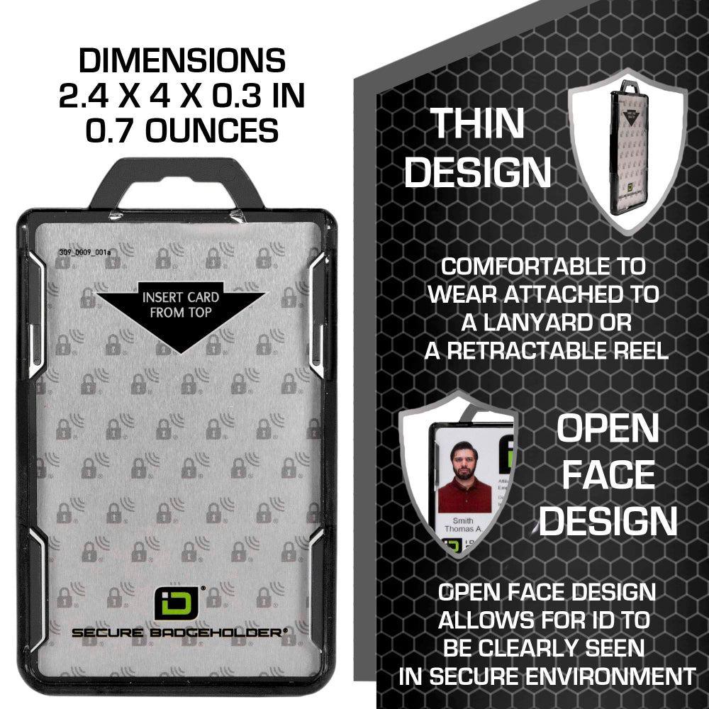 Secure Badge Holder Duolite ® Vertical 2 ID Card Holder, Retractable Reel, and Lanyard Bundle - PhishStones Products