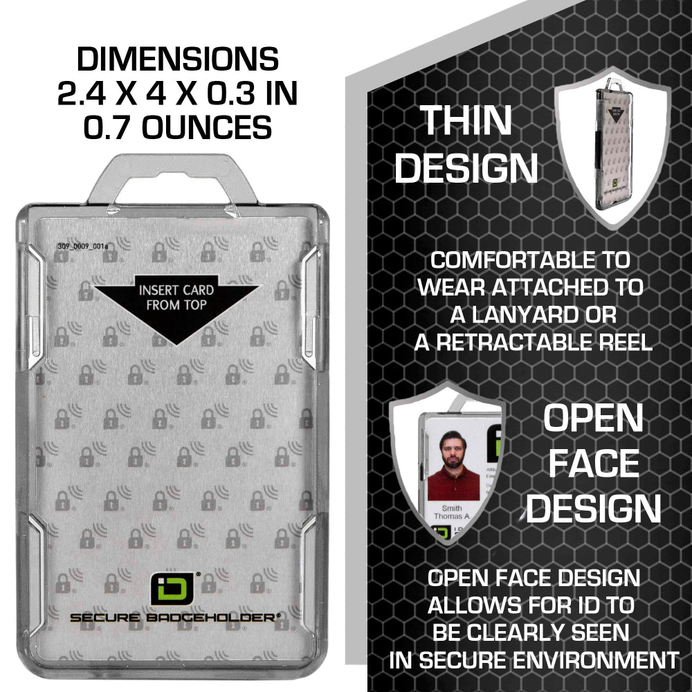 Secure Badge Holder Duolite ® Vertical 2 ID Card Holder, Retractable Reel, and Lanyard Bundle - PhishStones Products