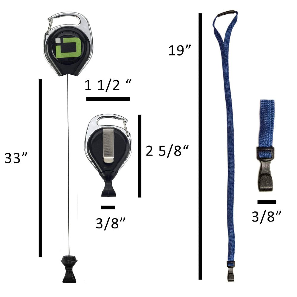 Secure Badge Holder Duolite ® Vertical 2 ID Card Holder, Retractable Reel, and Lanyard Bundle - PhishStones Products