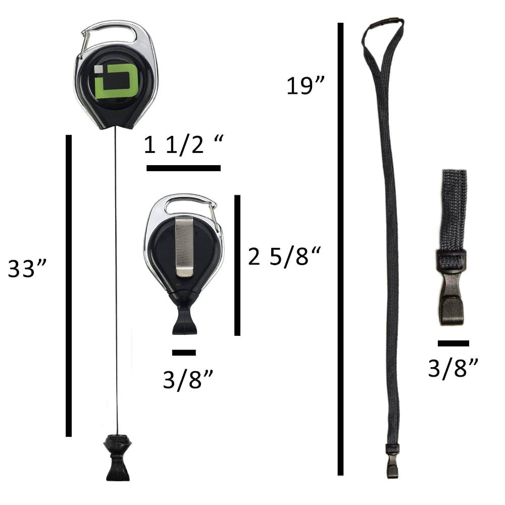 Secure Badge Holder Duolite ® Vertical 2 ID Card Holder, Retractable Reel, and Lanyard Bundle - PhishStones Products
