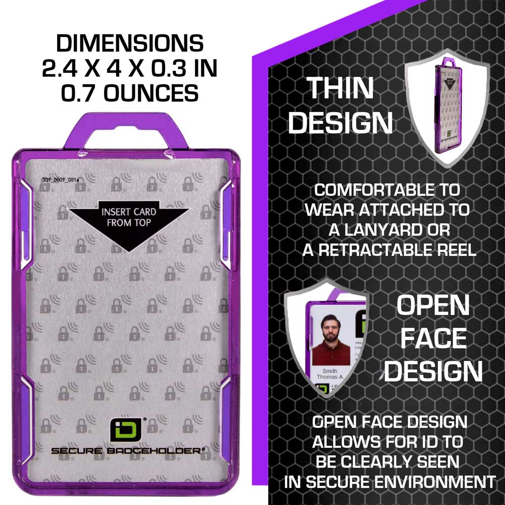 Secure Badge Holder Duolite ® Vertical 2 ID Card Holder, Retractable Reel, and Lanyard Bundle - PhishStones Products