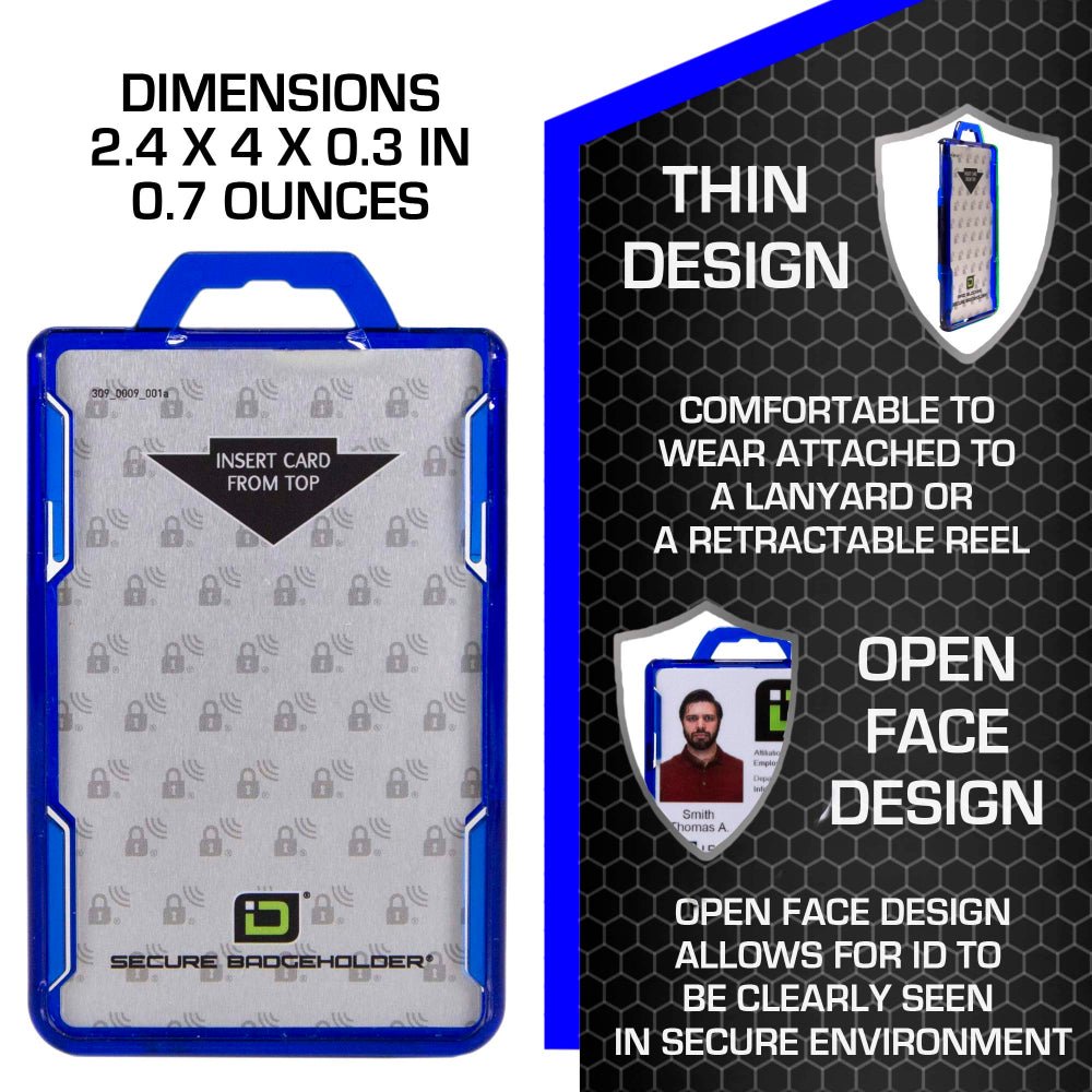 Secure Badge Holder Duolite ® Vertical 2 ID Card Holder, Retractable Reel, and Lanyard Bundle - PhishStones Products