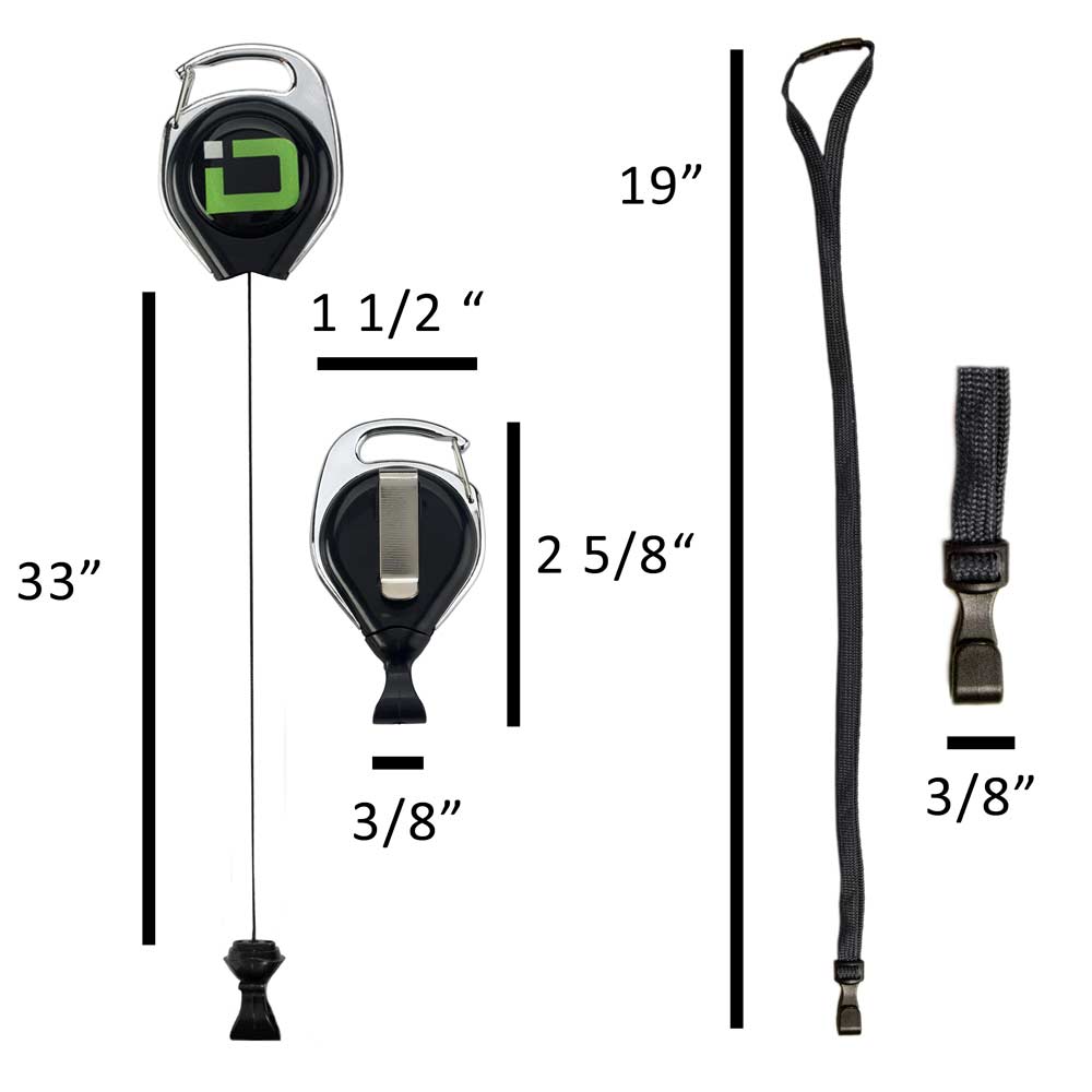 Secure Badge Holder Duolite ® Vertical 2 ID Card Holder, Retractable Reel, and Lanyard Bundle - PhishStones Products