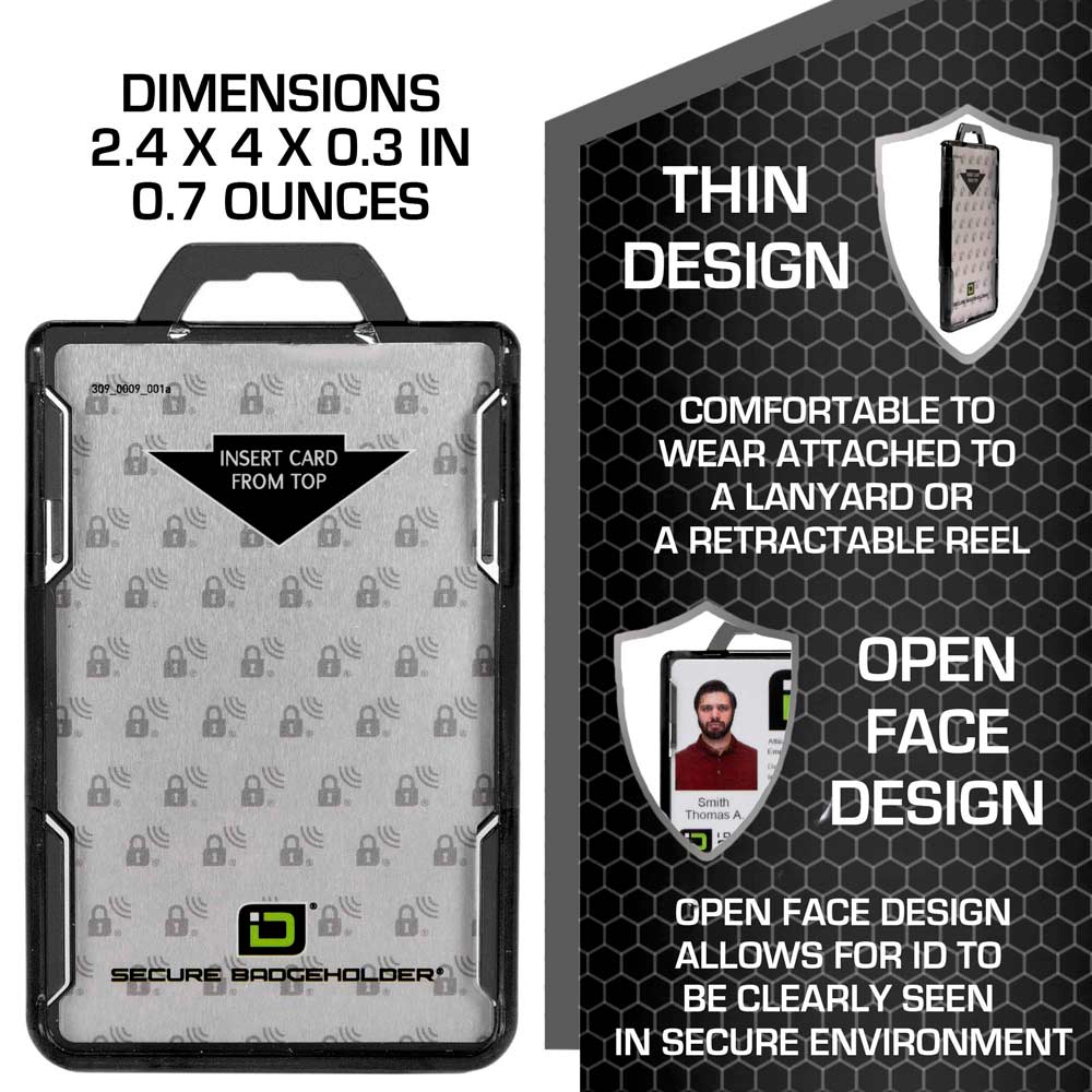 Secure Badge Holder Lite ™ Vertical 1 ID Card Holder - PhishStones Products