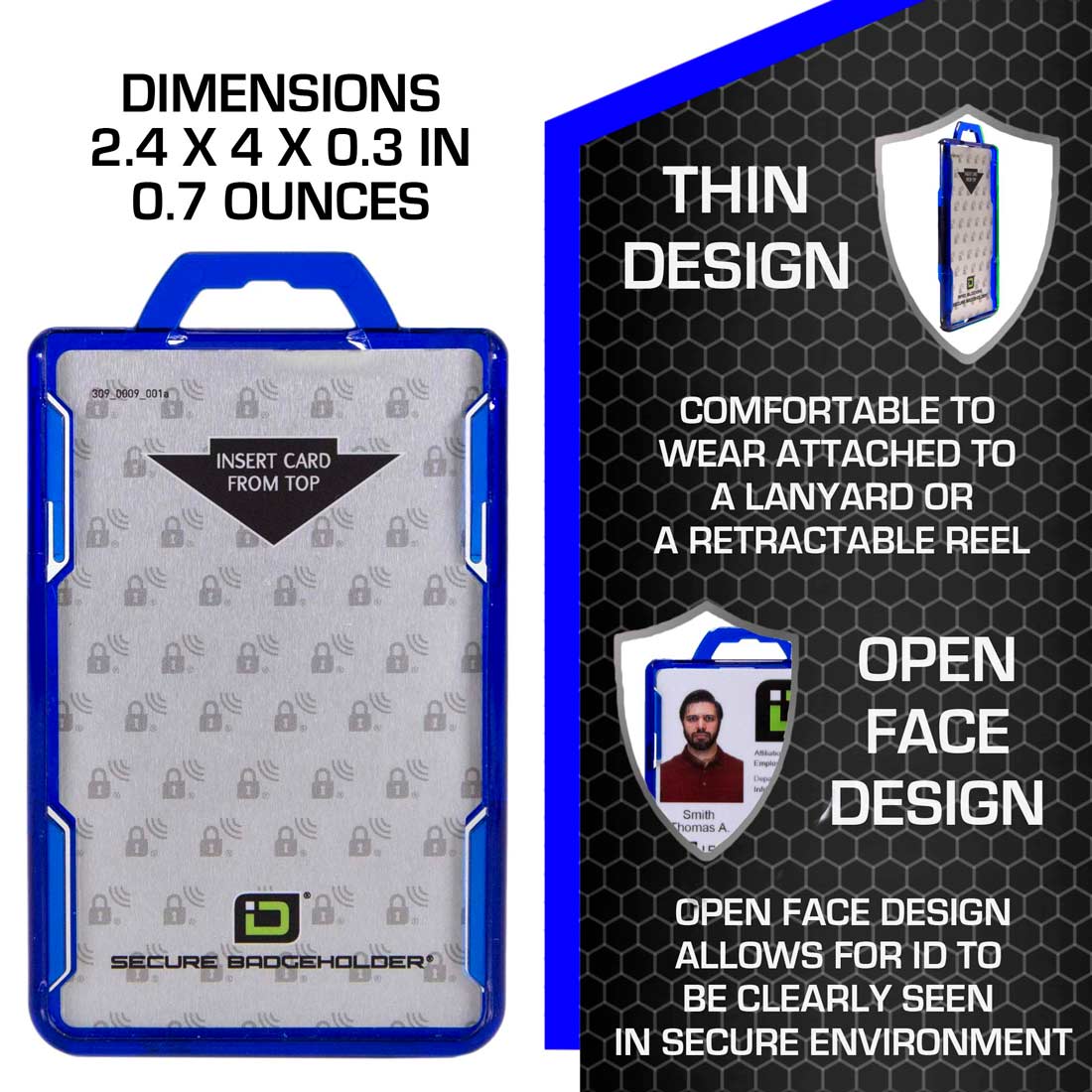 Secure Badge Holder Lite ™ Vertical 1 ID Card Holder - PhishStones Products