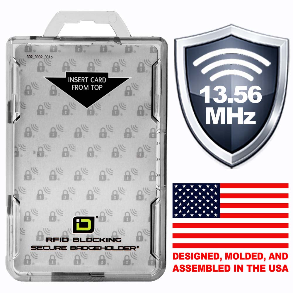 Secure Badge Holder Lite ™ Vertical 1 ID Card Holder - PhishStones Products