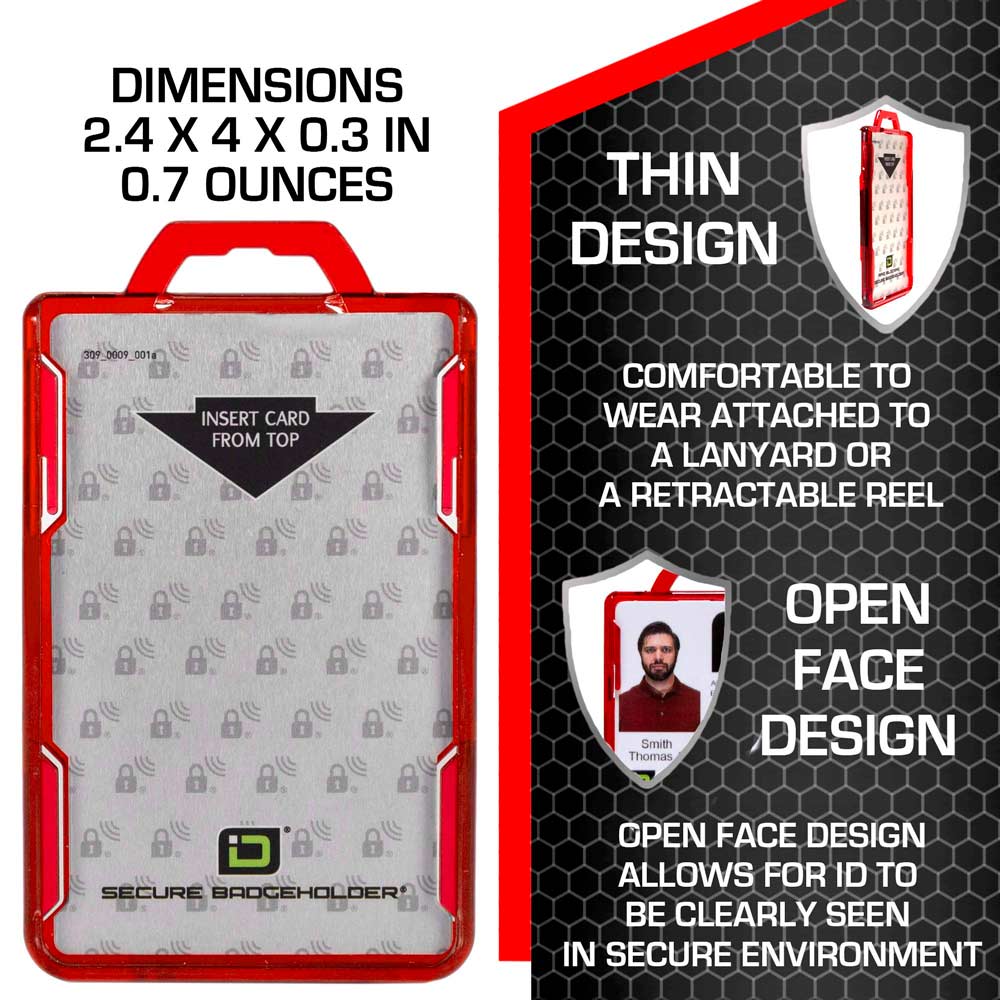 Secure Badge Holder Lite ™ Vertical 1 ID Card Holder - PhishStones Products
