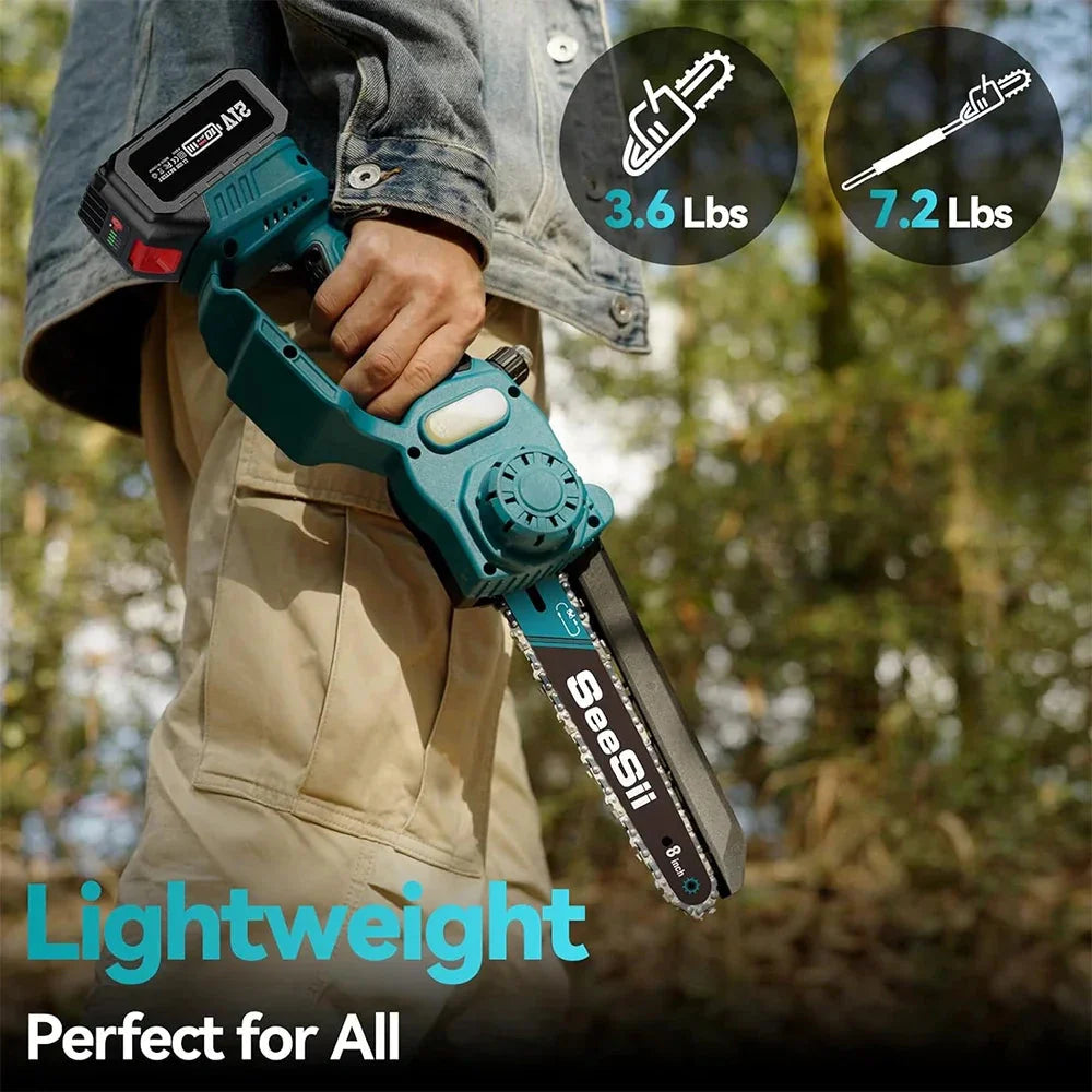 Seesii 2 in 1 Cordless 6" 8'' Pole Saw Mini Chainsaw Power Electric Polesaw Chain Saw with Extension Pole for Tree Trimming - PhishStones Products