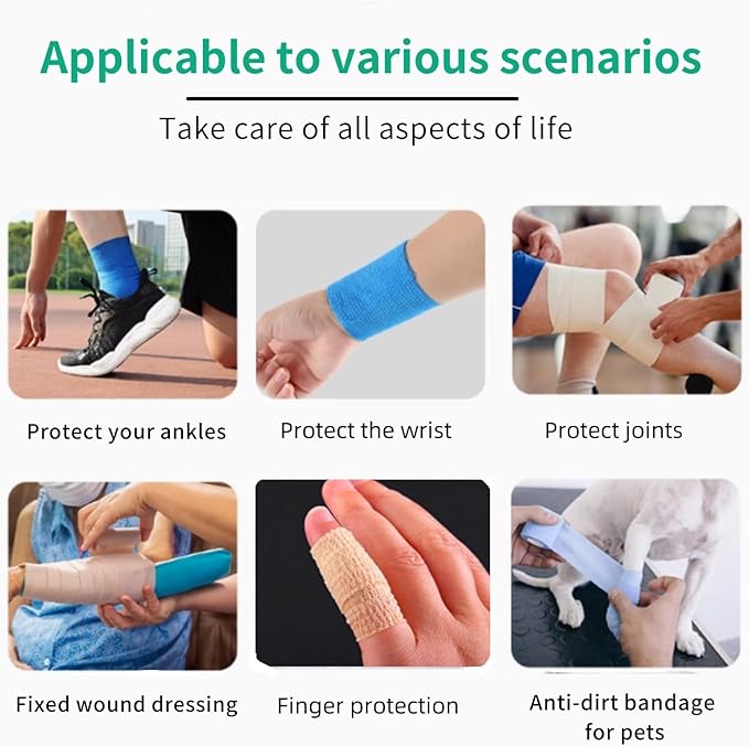 Self Adhesive Tape Wrap 15Rolls,Non - Woven Self Adherent Vet Wrap Tape,5CM x 5Yard | Cohesive Bandage Tape for Wrist & Ankle,Elastic Grip Cover (Skincolor - 15Rolls) - PhishStones Products