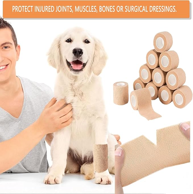 Self Adhesive Tape Wrap 15Rolls,Non - Woven Self Adherent Vet Wrap Tape,5CM x 5Yard | Cohesive Bandage Tape for Wrist & Ankle,Elastic Grip Cover (Skincolor - 15Rolls) - PhishStones Products