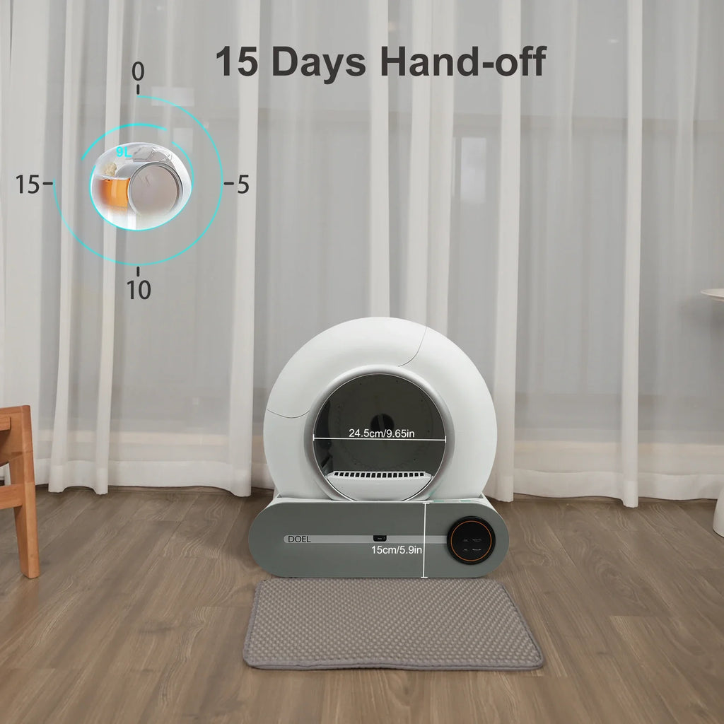 Self - Cleaning Cat Litter Box 65L Automatic Smart Cat Toilet with App Control 2.4GHz Wi‑Fi, Trash Bag & Litter Mat - PhishStones Products