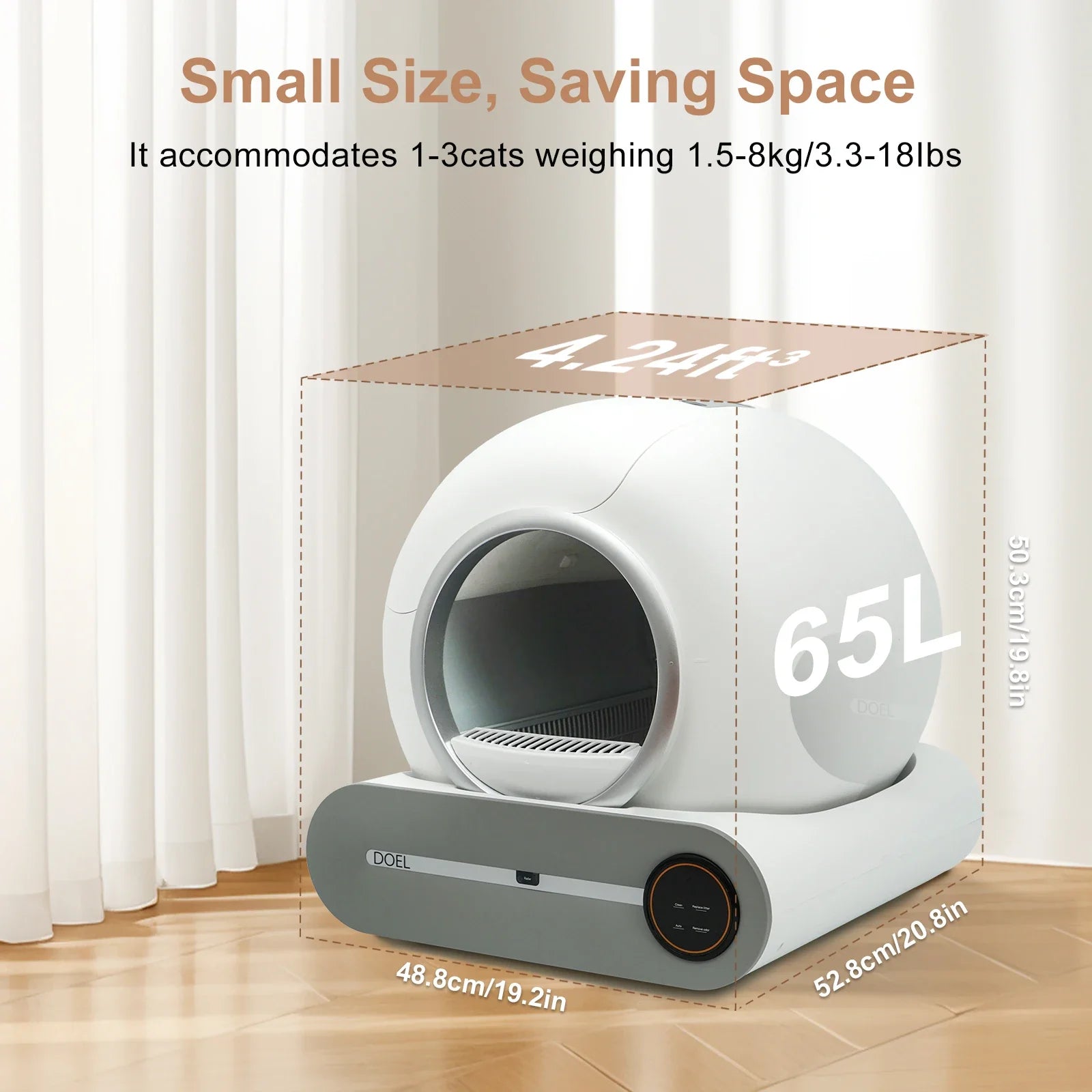 Self - Cleaning Cat Litter Box 65L Automatic Smart Cat Toilet with App Control 2.4GHz Wi‑Fi, Trash Bag & Litter Mat - PhishStones Products