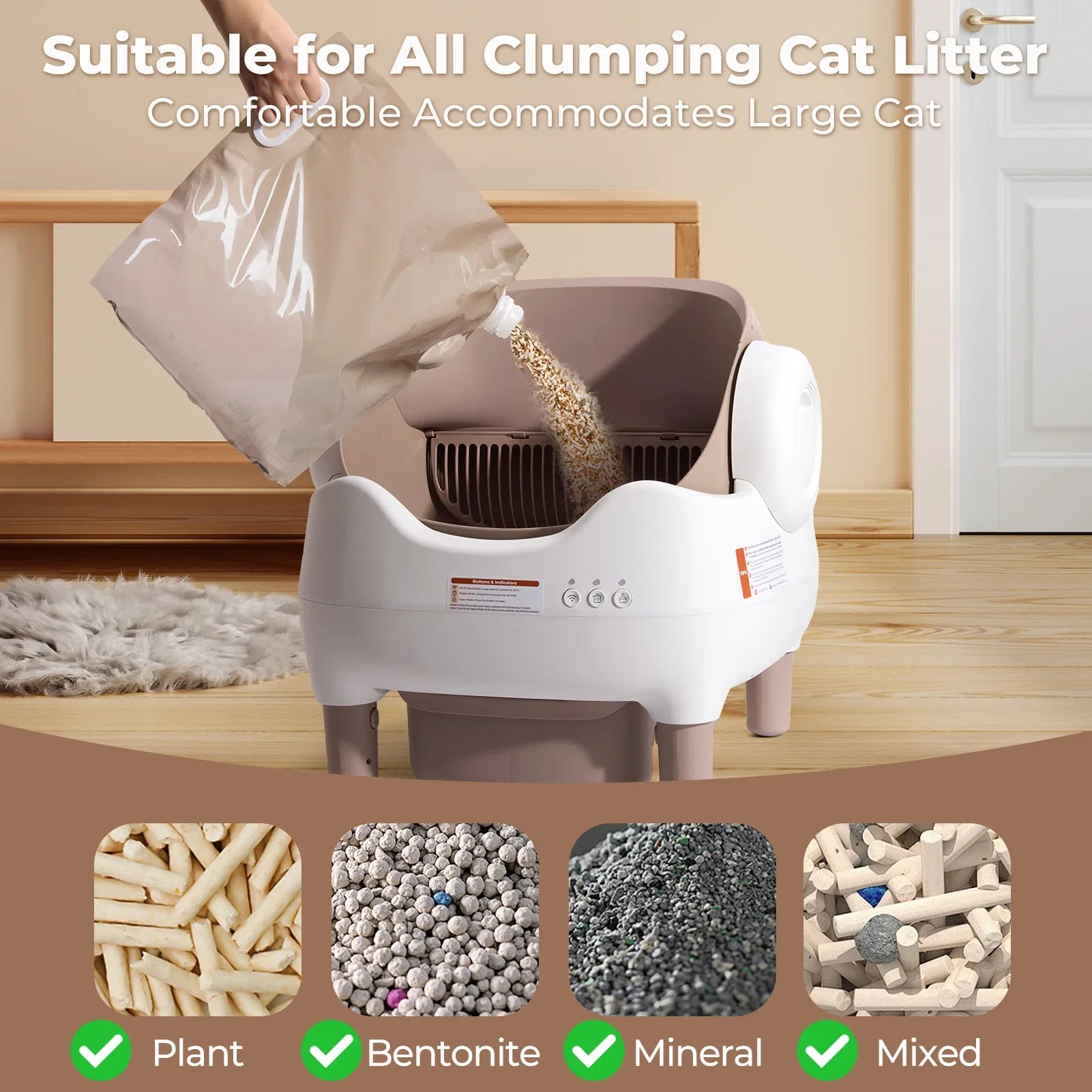 Self - Cleaning Cat Litter Box with App Control — Open - Top Auto Litter Box, 10L Odor - Free Waste Bin, Whisper - Quiet Smart Litter Box for Multi - Cat Homes - PhishStones Products