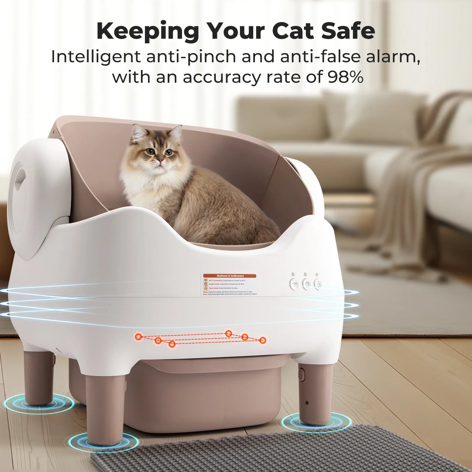 Self - Cleaning Cat Litter Box with App Control — Open - Top Auto Litter Box, 10L Odor - Free Waste Bin, Whisper - Quiet Smart Litter Box for Multi - Cat Homes - PhishStones Products