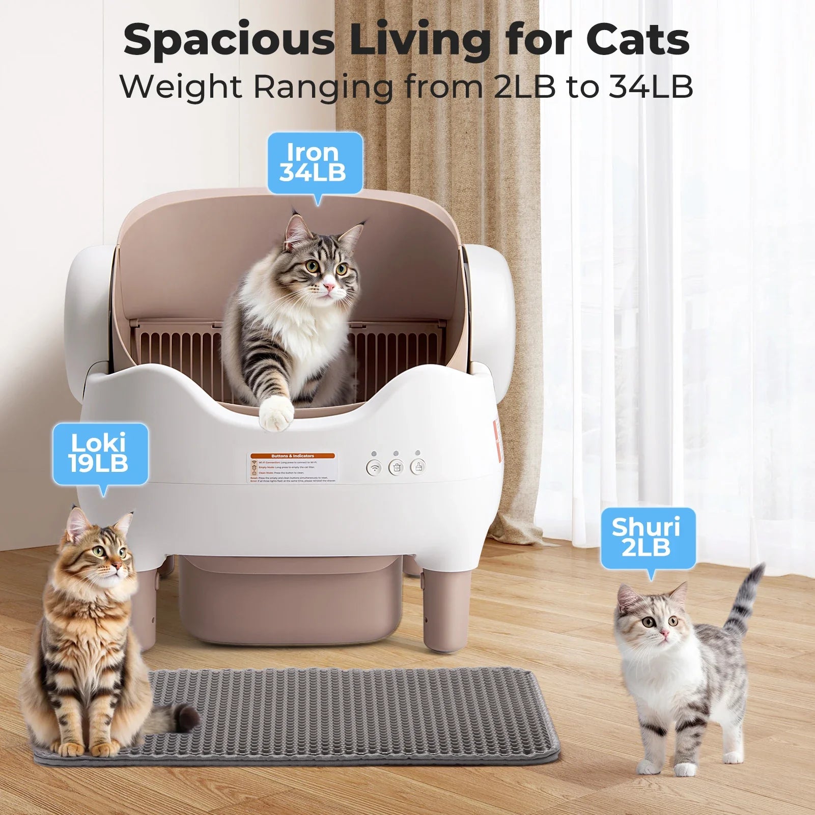 Self - Cleaning Cat Litter Box with App Control — Open - Top Auto Litter Box, 10L Odor - Free Waste Bin, Whisper - Quiet Smart Litter Box for Multi - Cat Homes - PhishStones Products